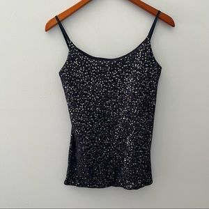 The Limited Navy Tank Top Womens Medium M Spaghetti Strap Sequin